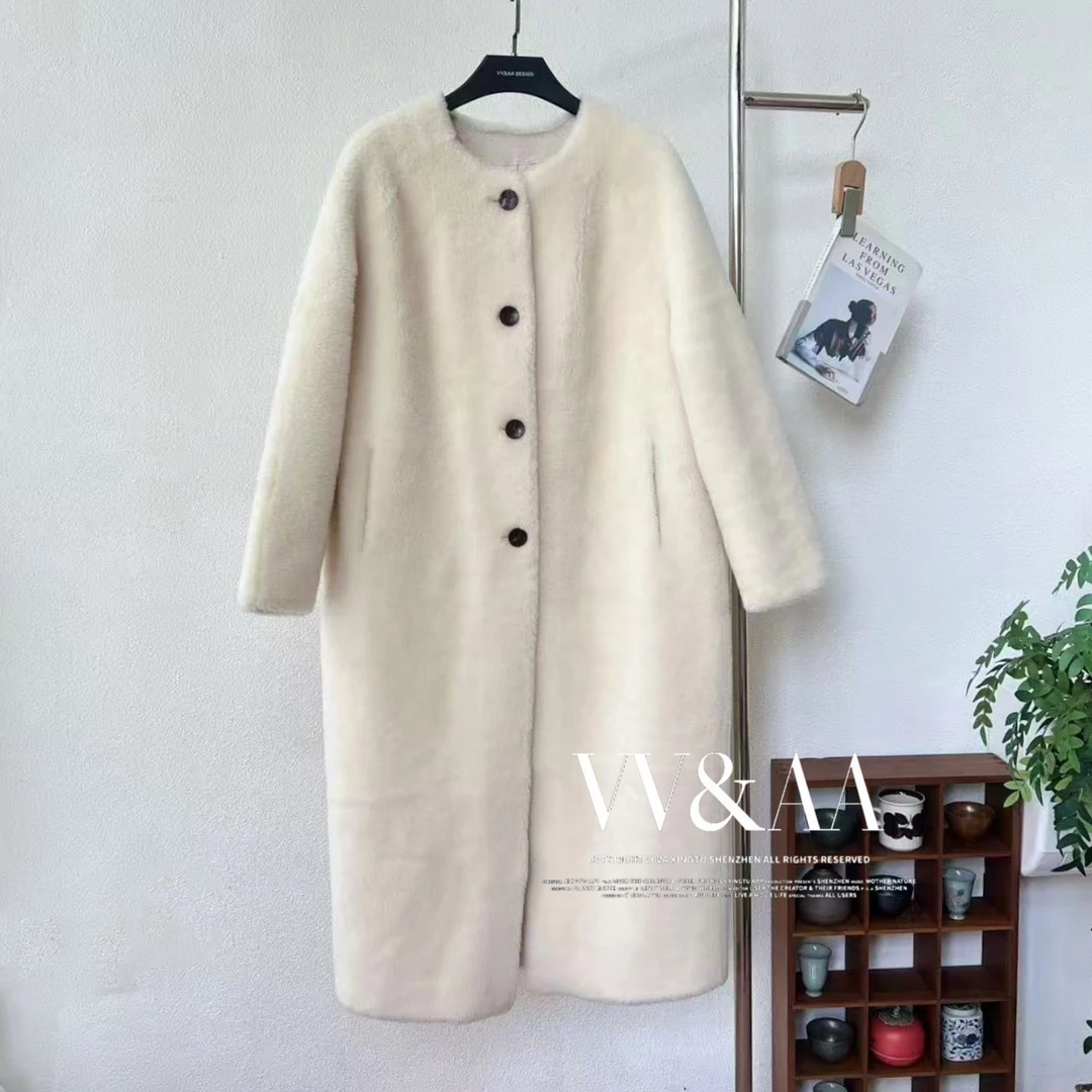 VV&AA 高级设计感宽松圆领保暖大衣外套 SM4920