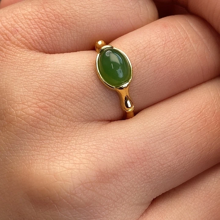 和田玉银S925镶嵌戒指