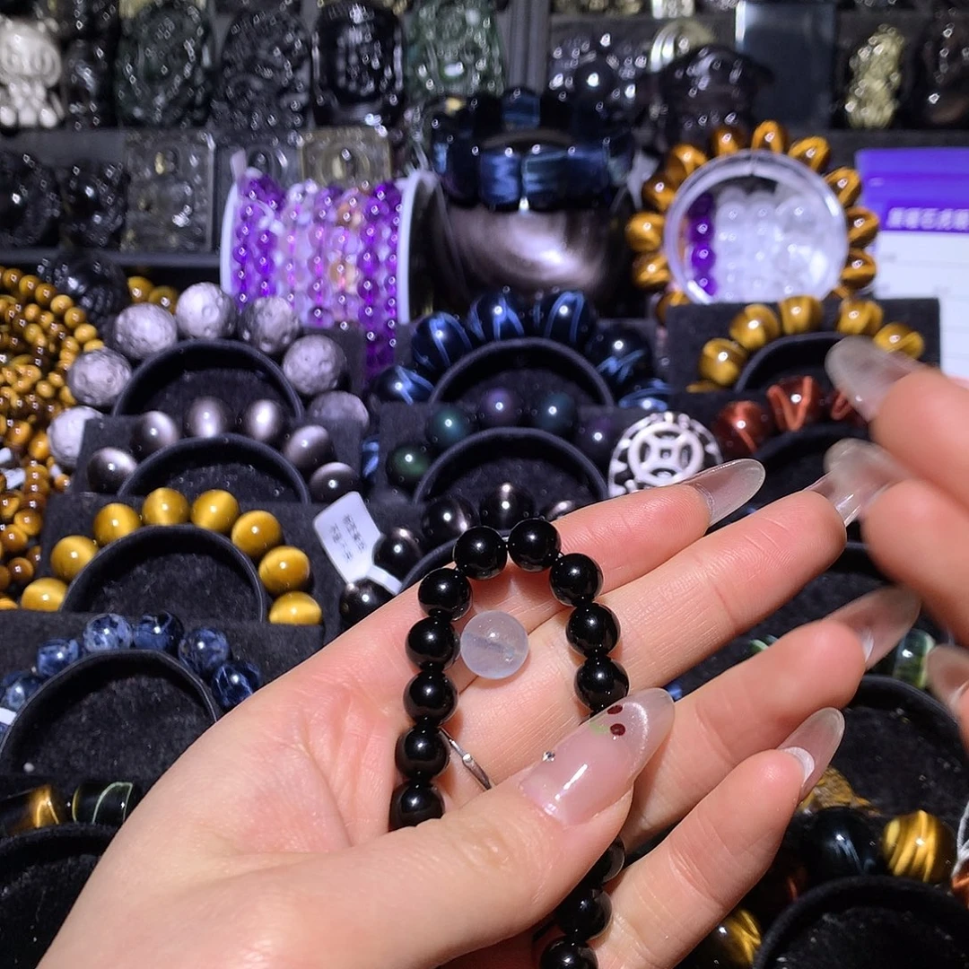 手****黑曜岩未镶嵌手串