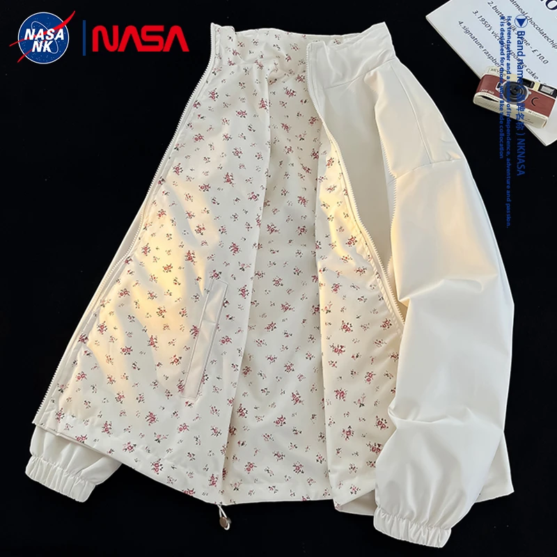 NASA联名双面穿外套男女春秋季2025新款多巴胺立领设计感碎花夹克