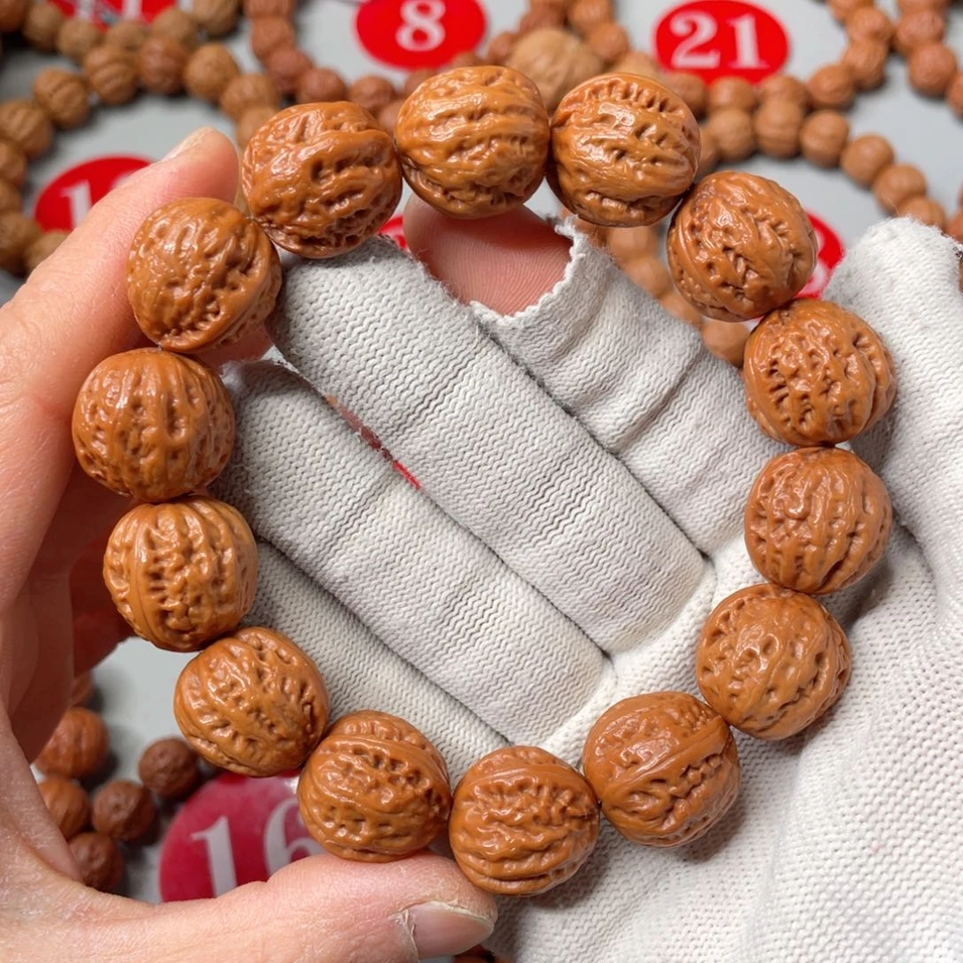 文玩核桃手串玉化皮西瓜筋小圆19mm