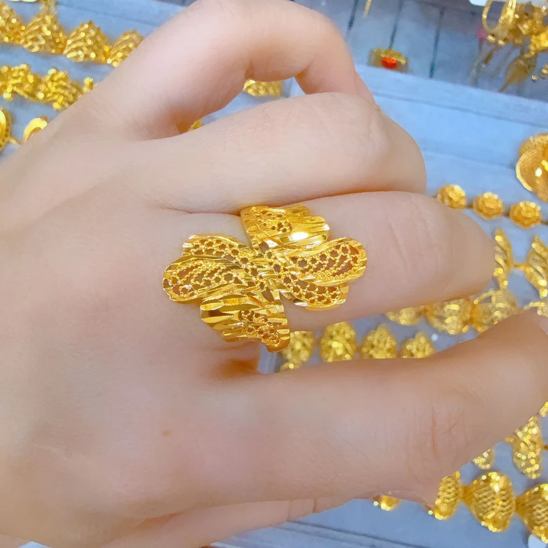 铜合金亚克力戒指 时尚气质女款欧美金色戒指