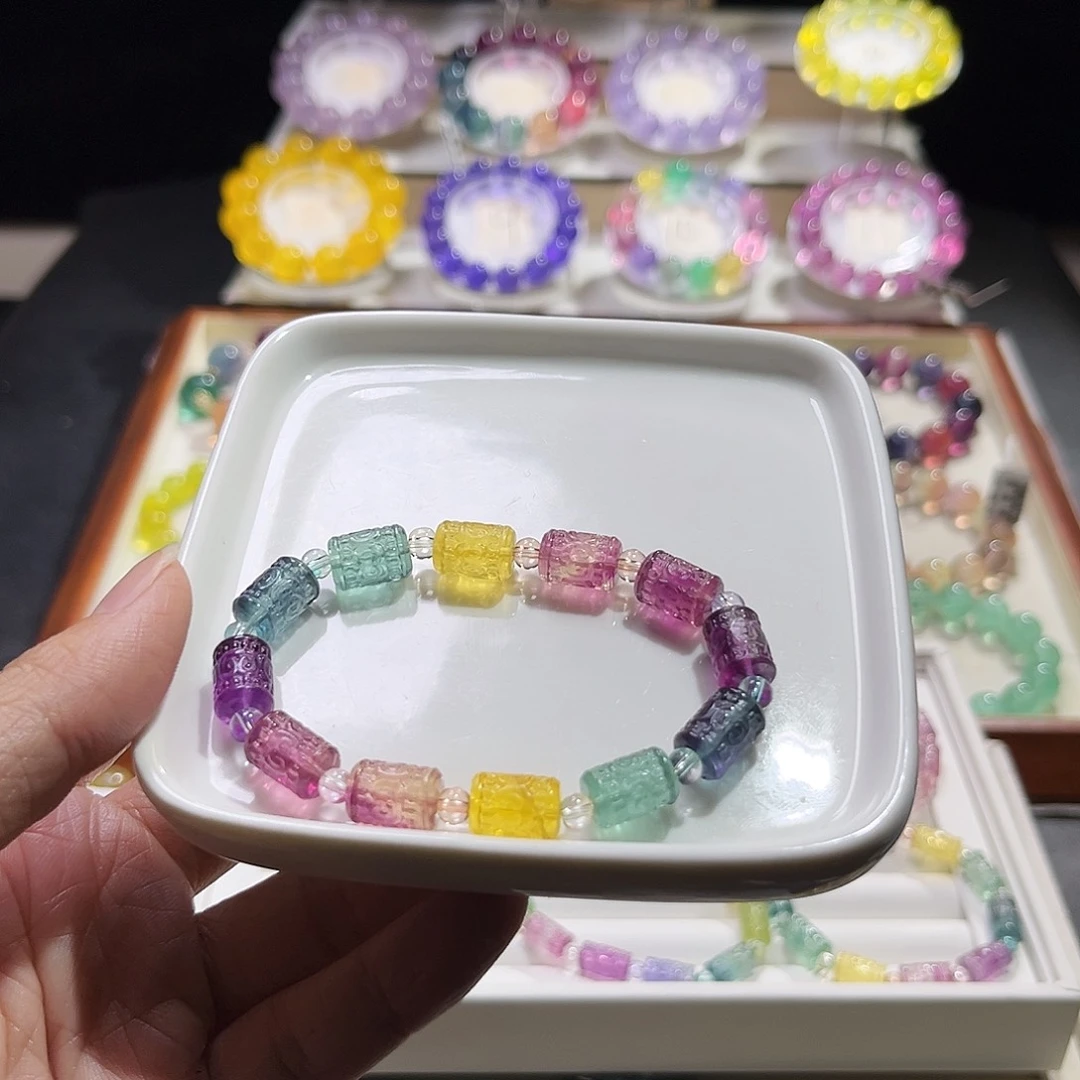 天***儿萤石未镶嵌手链桶珠