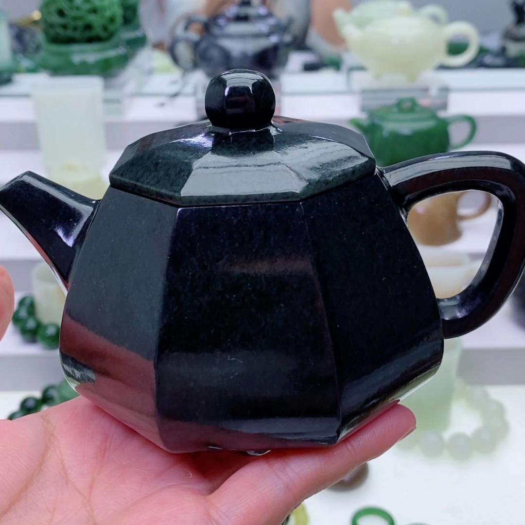 和田玉未镶嵌摆件茶壶