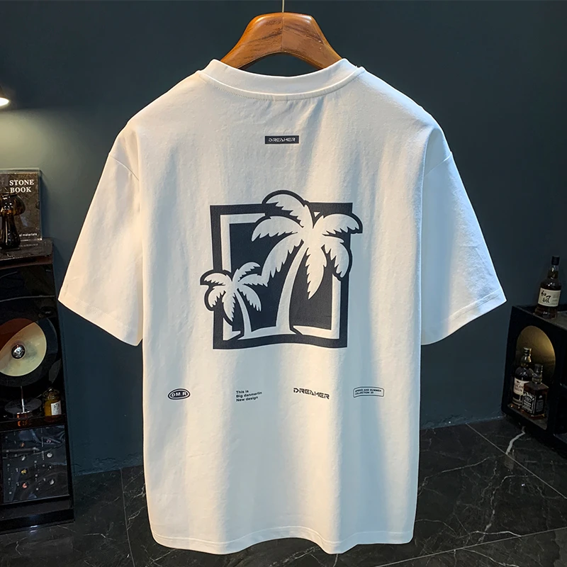 2025年新款夏季印花短袖t恤男宽松休闲棉质T恤衫休闲薄款舒适上衣