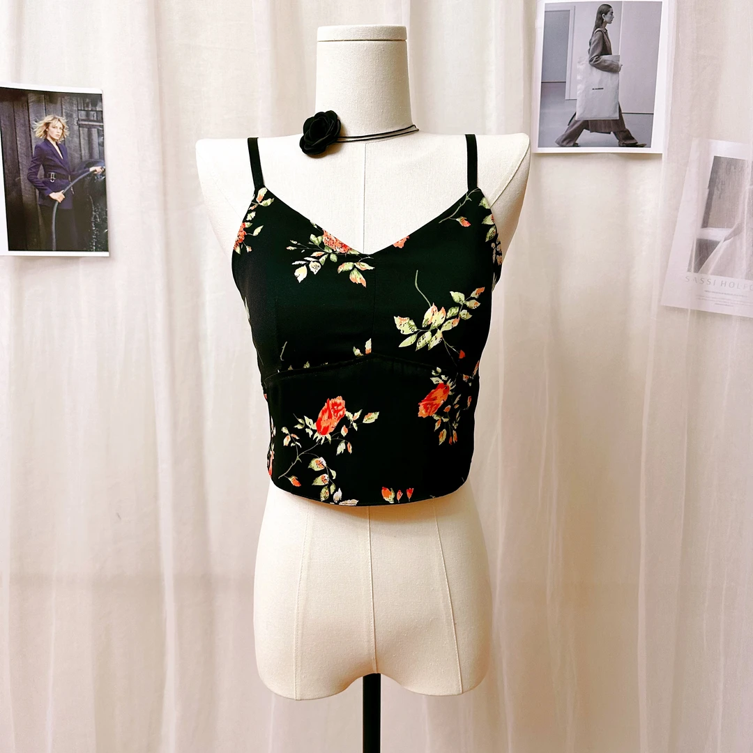 网红款吊带印花背心内搭打底抹胸上衣外穿高级感美背免穿文胸显瘦