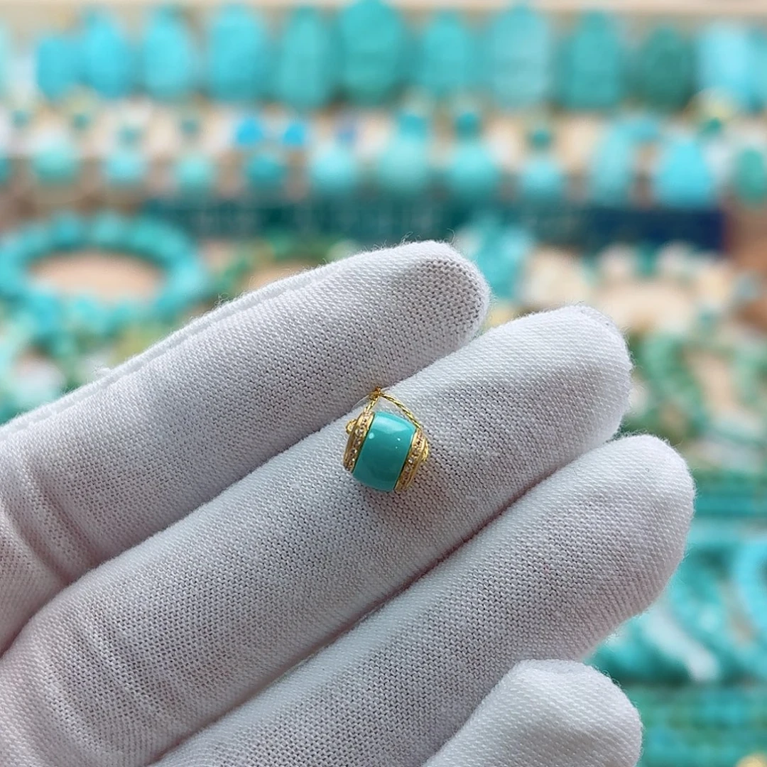 绿松石18K金镶嵌珠宝奇石