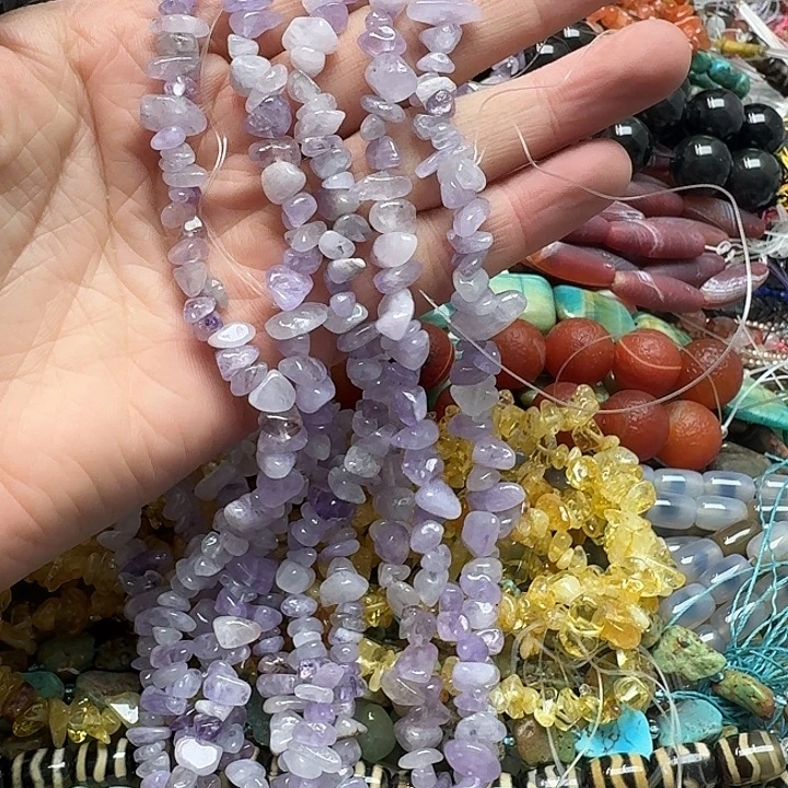 玛瑙/玉髓未镶嵌珠宝半成品一条紫玉碎石毛衣链