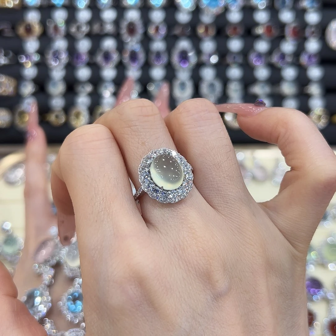 岫玉银S925镶嵌戒指千**.