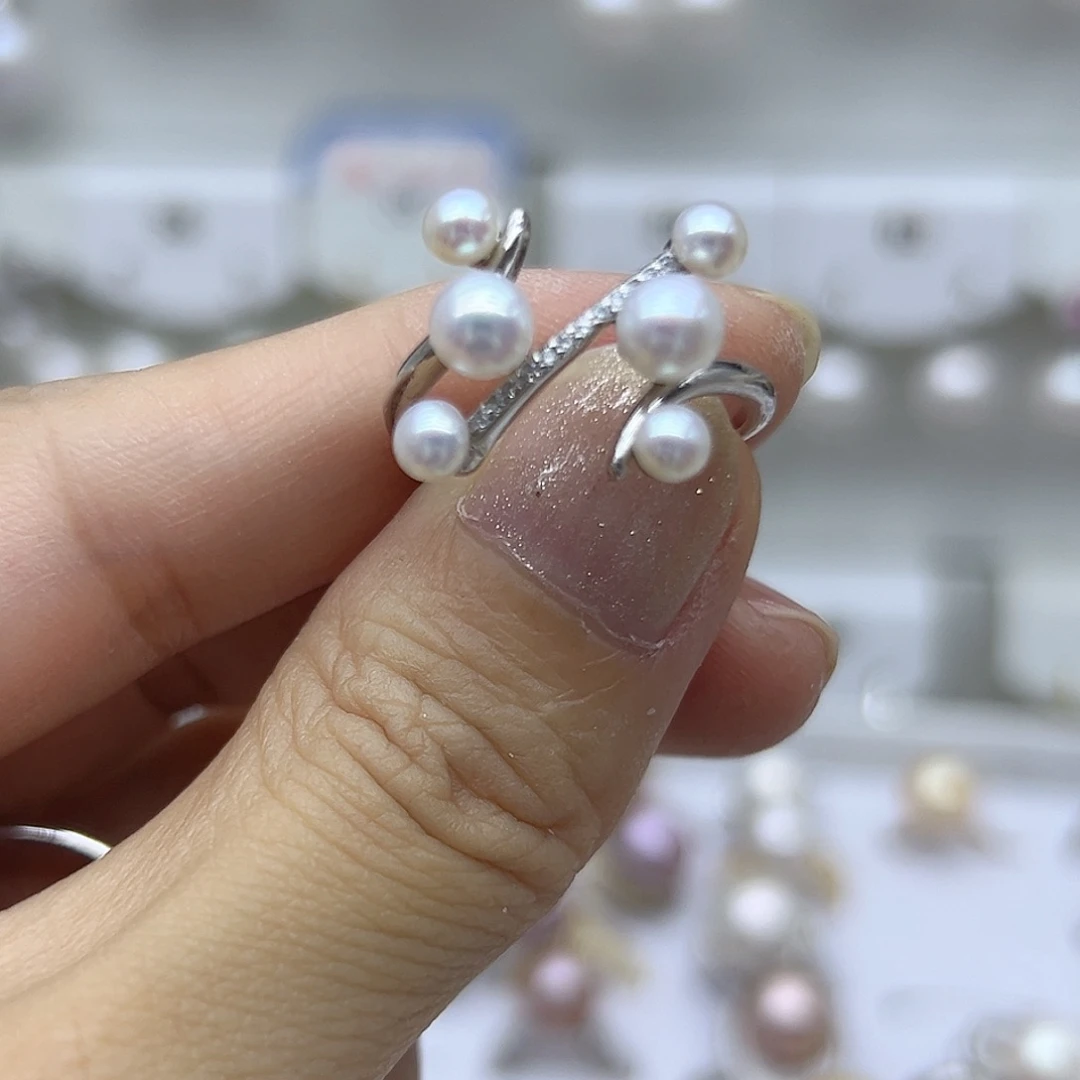 银S925镶嵌耳饰淡水珍珠