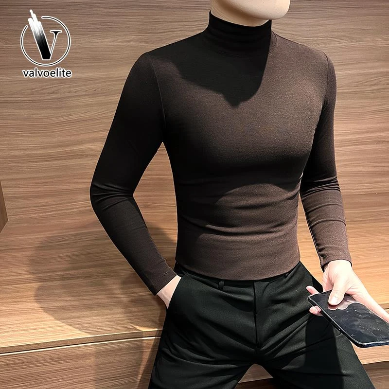VALVOELITE半高领打底衫男士秋冬款新款男装高级感内搭长袖恤男款