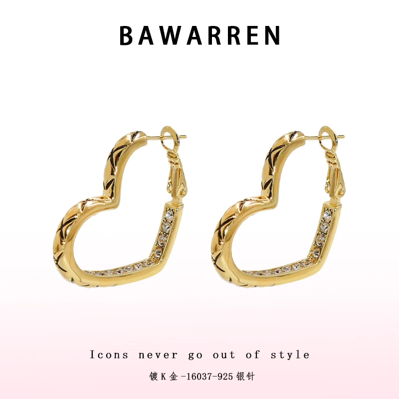 Bawarren 镀K金 16037-【菱形爱心】精致耳环