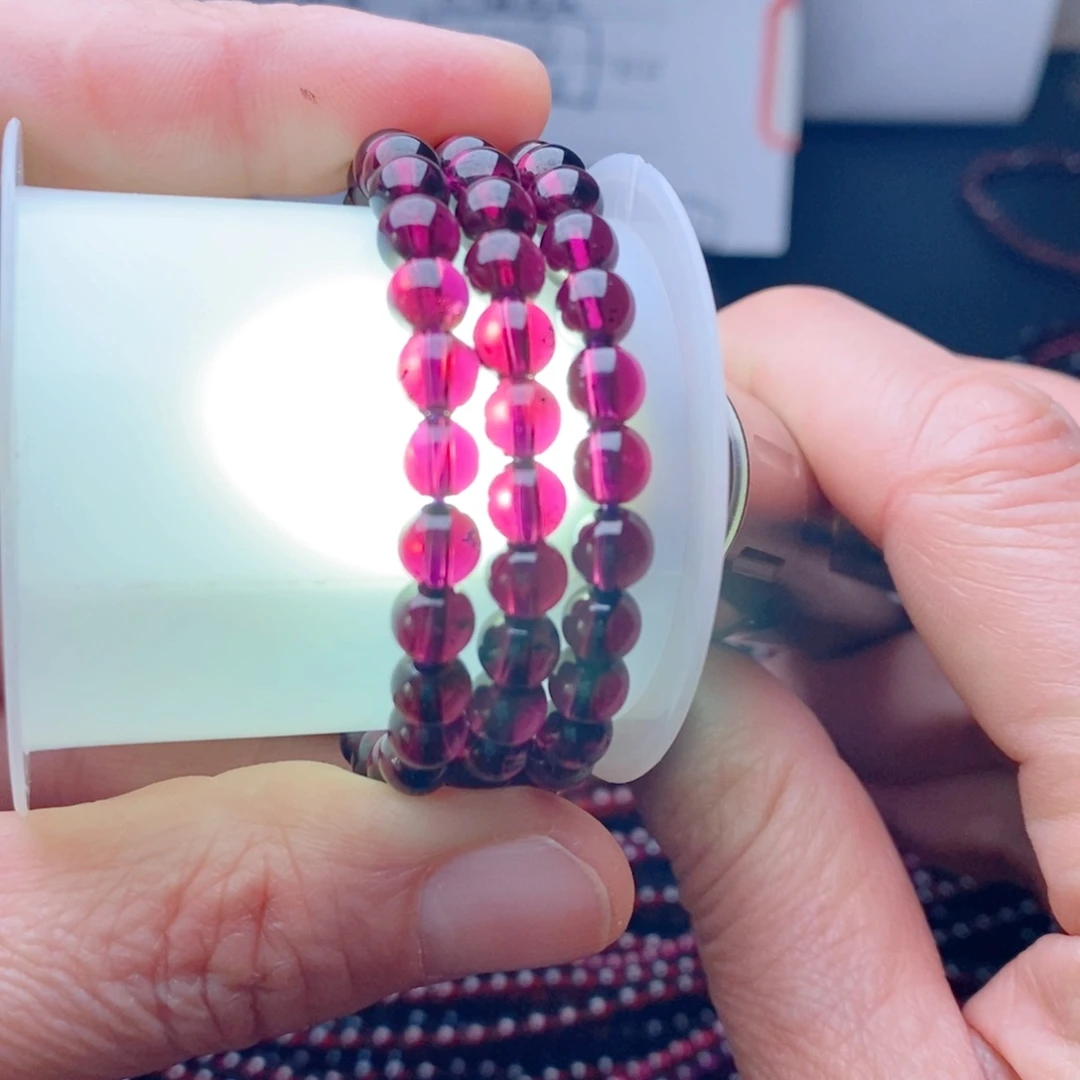 手链未镶嵌石榴石5.6玻璃体紫色清仓