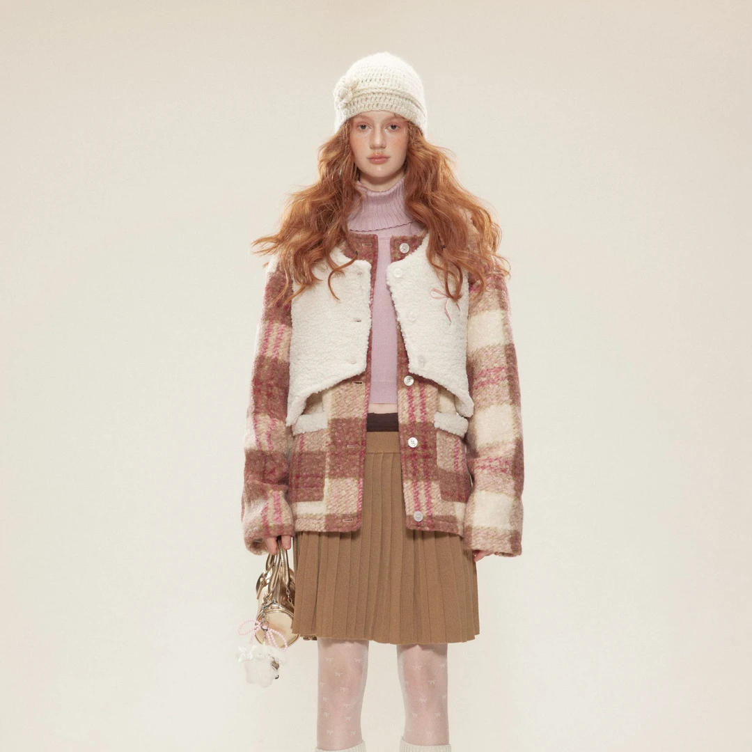 BTBDBTE 美式复古小香风马甲两穿外套男女潮牌保暖棉衣