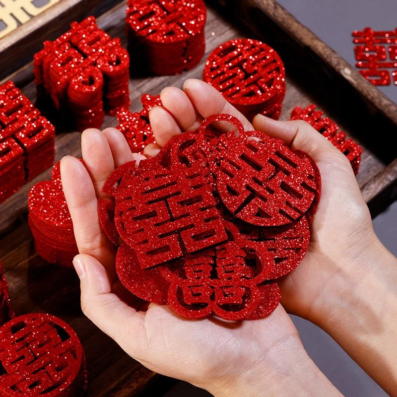 手抛喜字结婚专用婚房布置抛洒迷你囍字果盘装饰小喜婚庆用品大全