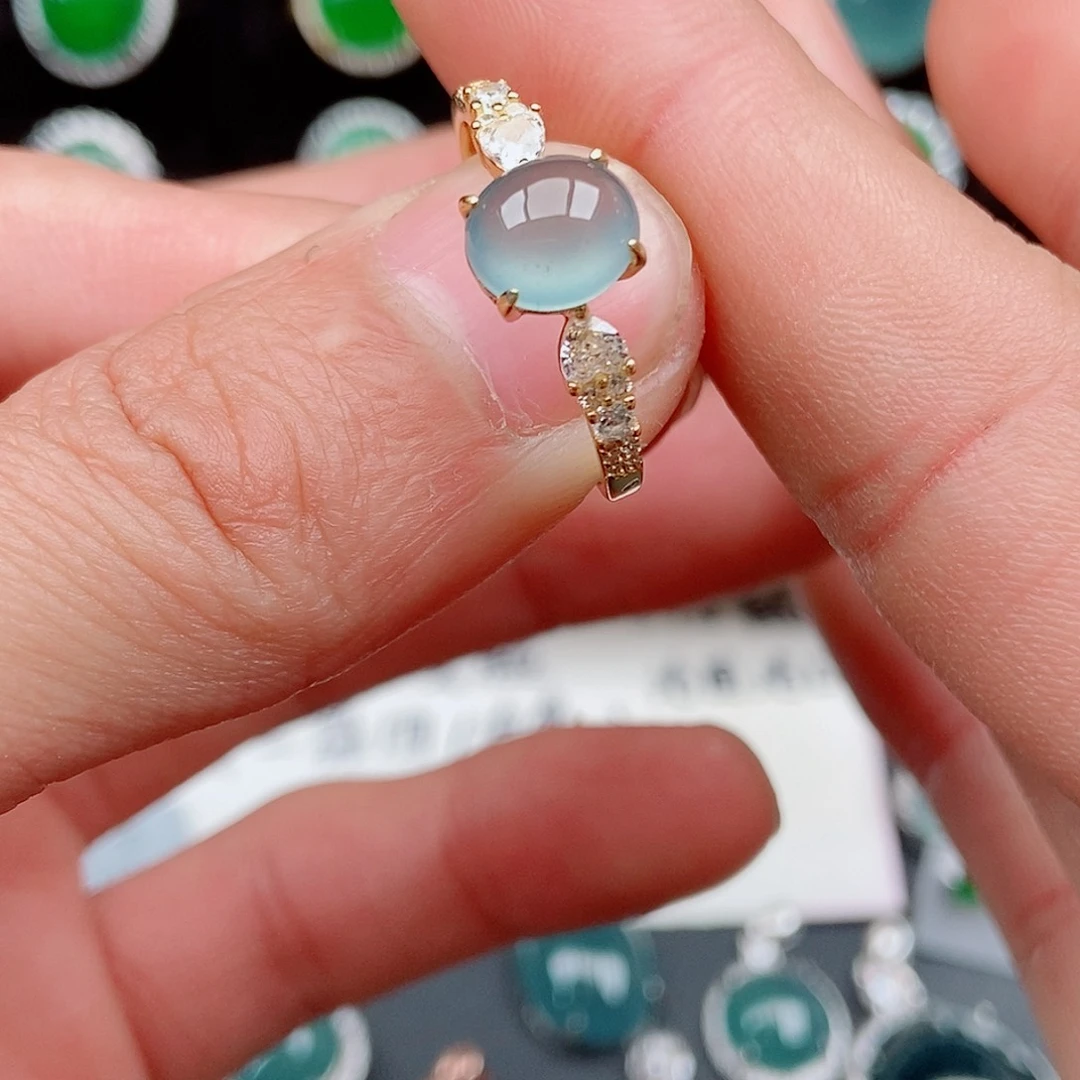 翡翠戒指银S925镶嵌095483489