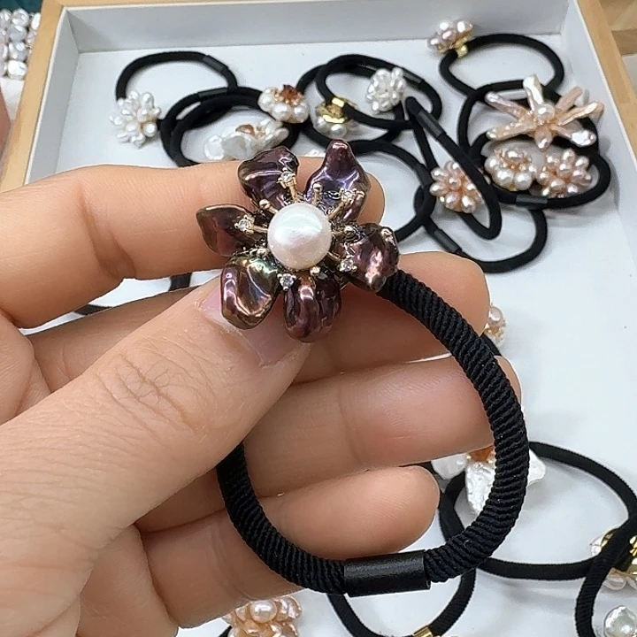 淡水珍珠发饰银S925镶嵌?*墨