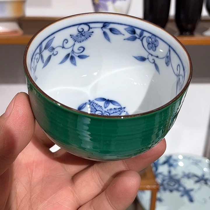 紫砂第5号，满手绘内绘绿胶质带款