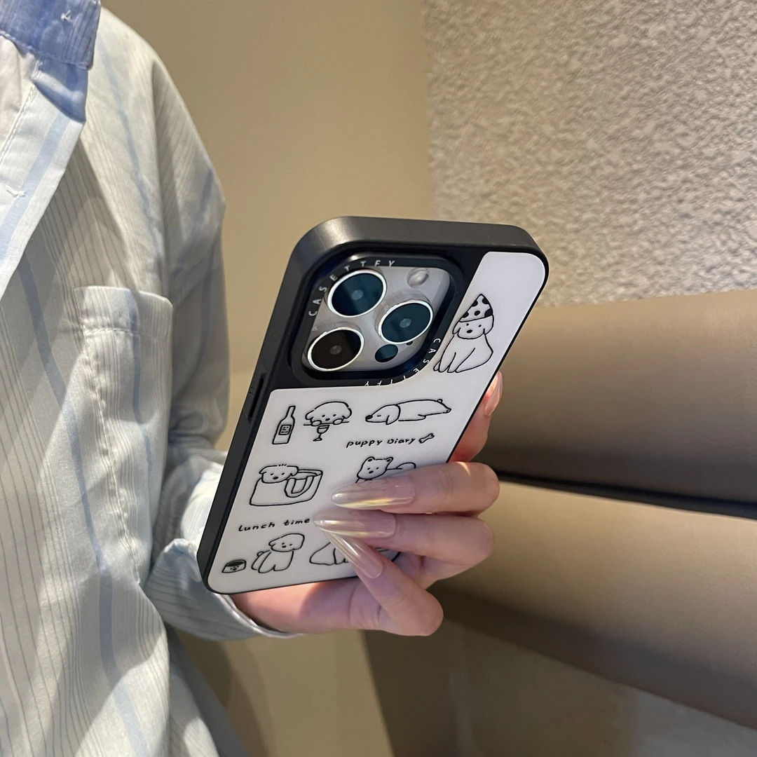 线条小狗满屏适用苹果16手机壳13保护壳苹果iPhone15防指纹14PRO