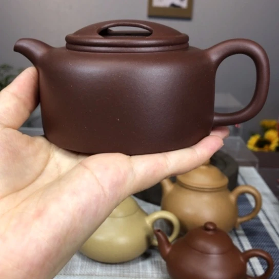 茶壶紫砂牛盖莲子，二号井紫泥240cc
