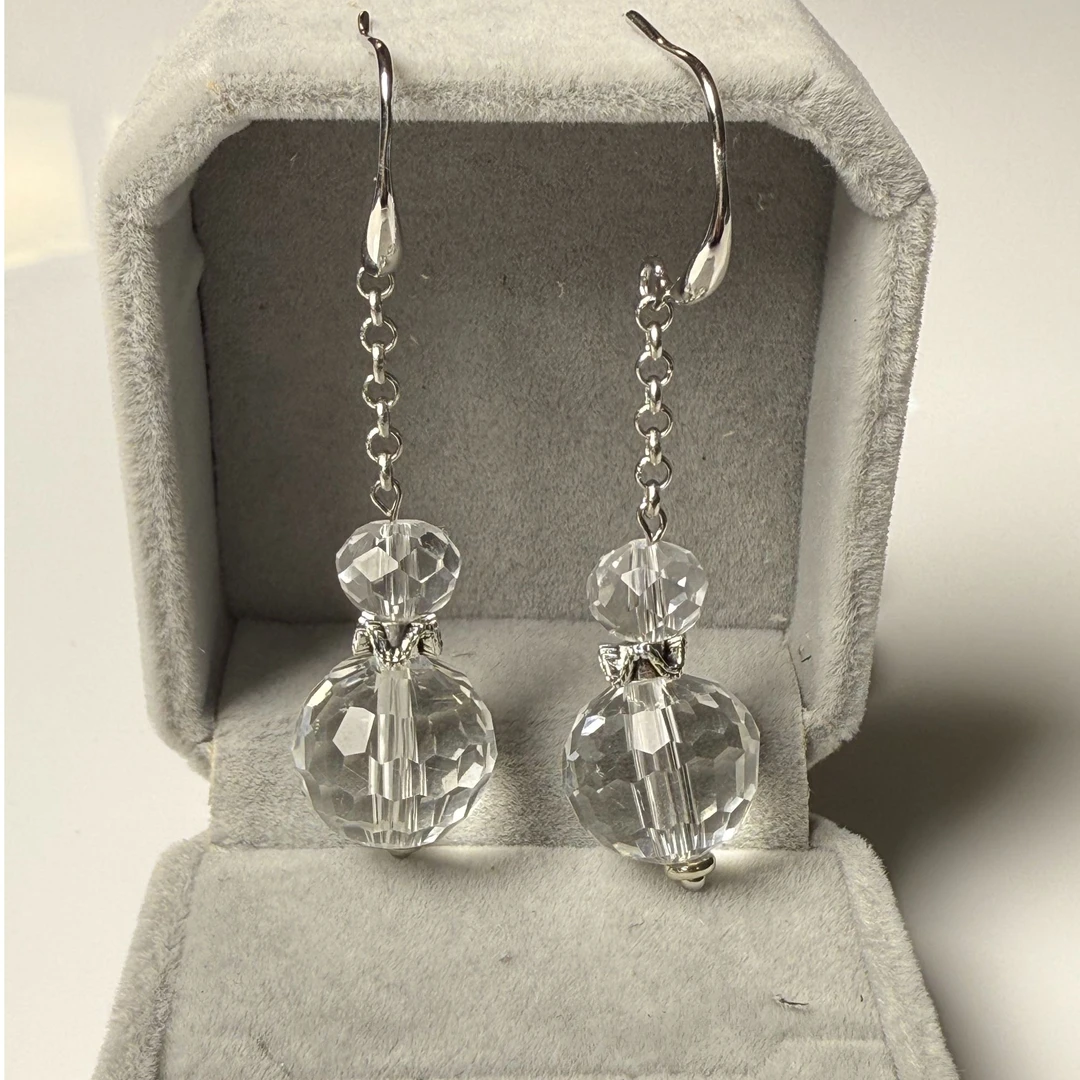 100039白水晶耳坠（天然珠宝多样性发其一）