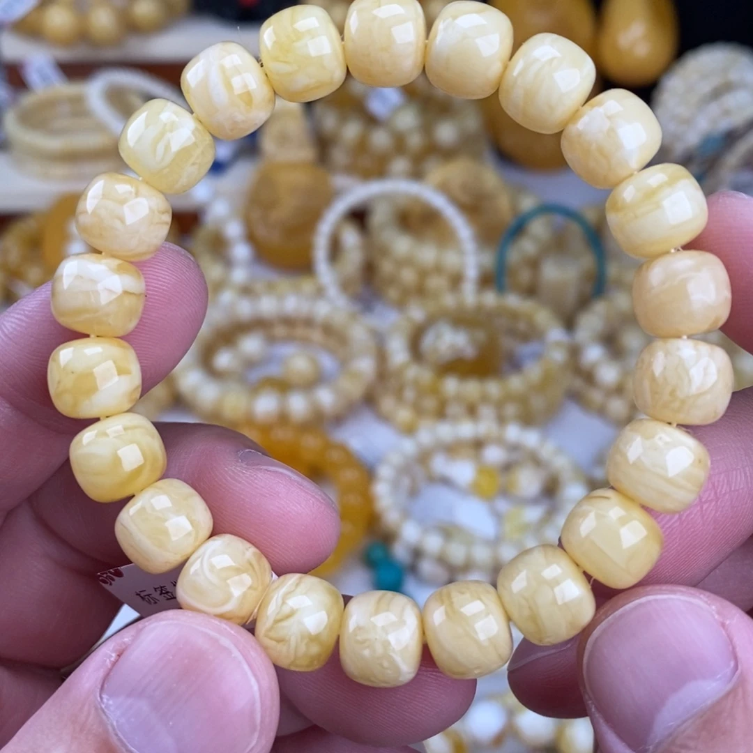 手链蜜蜡未镶嵌瓷白妖花10mm