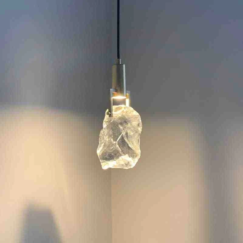 轻奢水晶小吊灯后现代客厅背景卧室床头极简简约全铜艺术长线吊灯