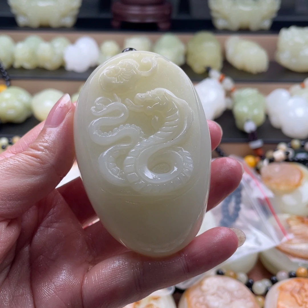 浪***换石材天然古青石手把件