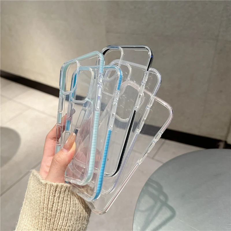11夏日简约透明撞色边适用苹果16手机壳iphone15promax透明14女13
