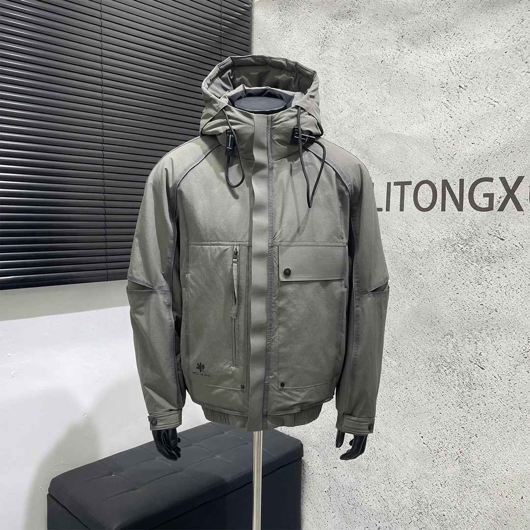 K先生男装店 冬季设计感加厚工装羽绒服男户外白鸭绒保暖休闲外套