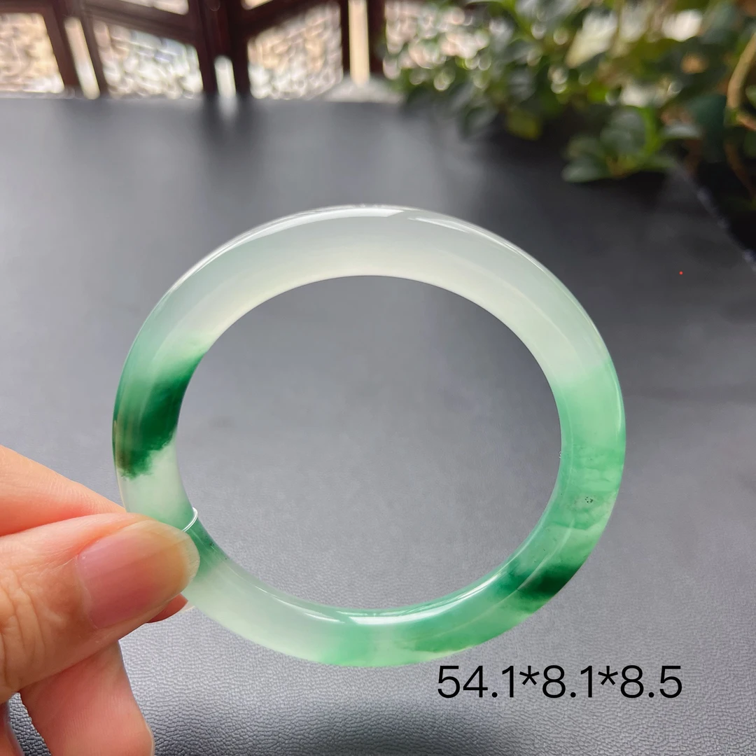 非洲翠圆条独龙玉冰底飘花福利手镯8909自行下单