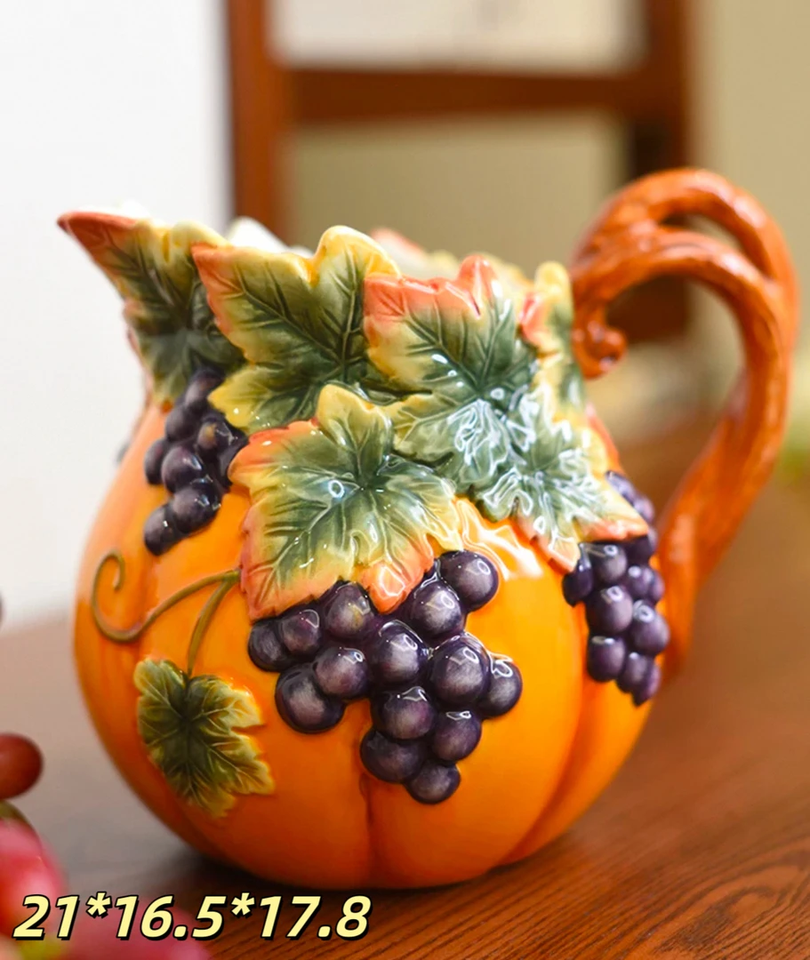 陶瓷南瓜葡萄花瓶水罐摆件装饰品家居创意礼品