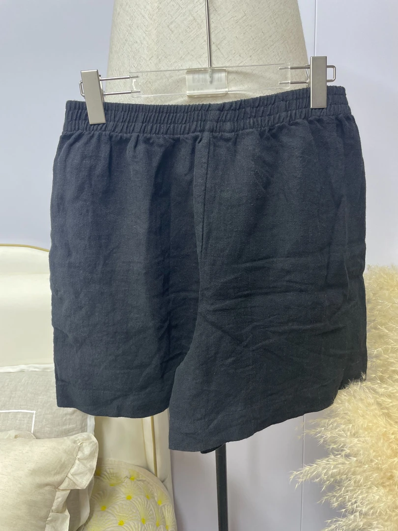 黑色汉麻短裤  超舒服 宽松A字版   加宽松紧腰