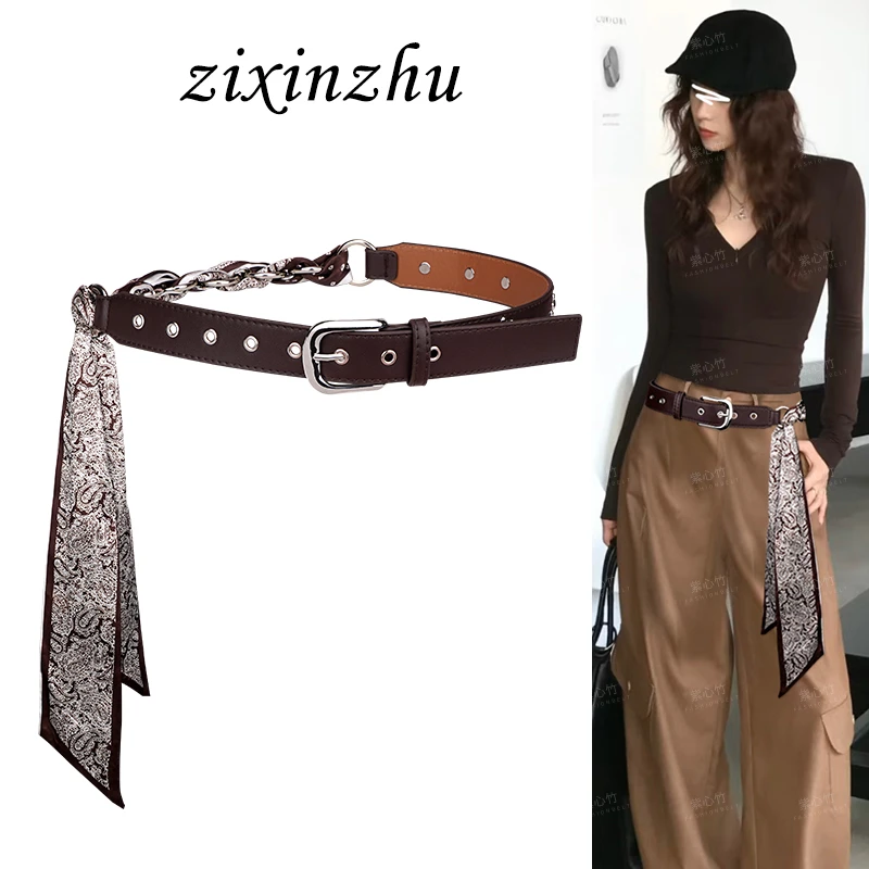 丝巾编织腰带配饰女款装饰牛仔裤裙子复古铆钉y2k皮带设计感小众