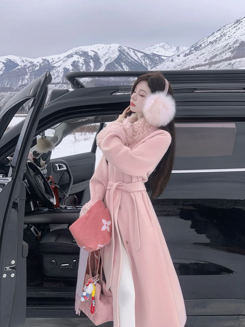 【雅乔定制】斯佩罗玫瑰 毛领羊毛羽绒大衣外套女秋冬DYHH-25092054