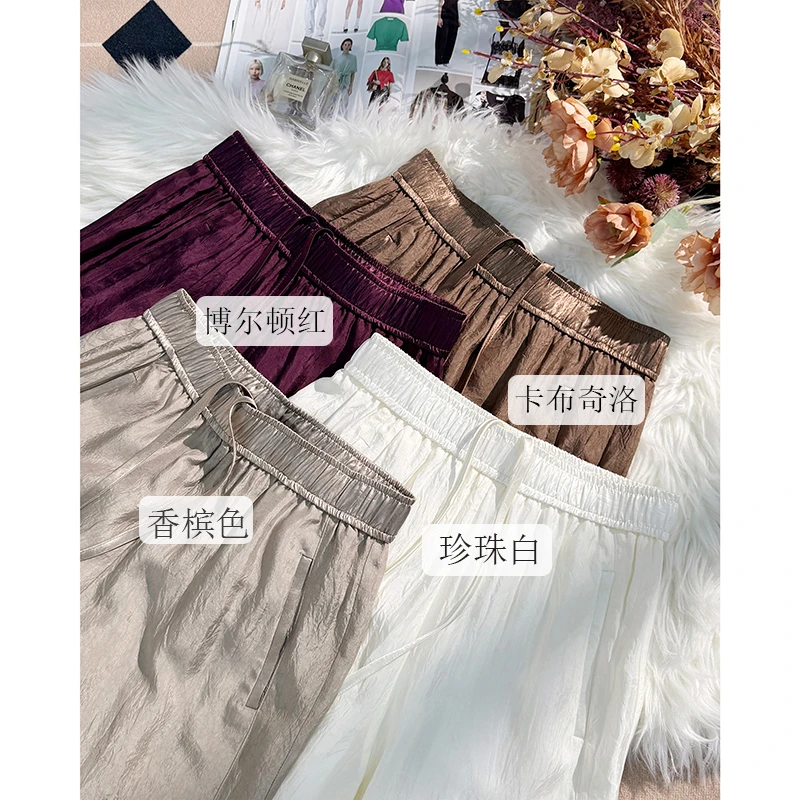 {MG-百分百醋酸裤}2025新款醋酸长裤女裤高腰显瘦夏季凉裤Z2502