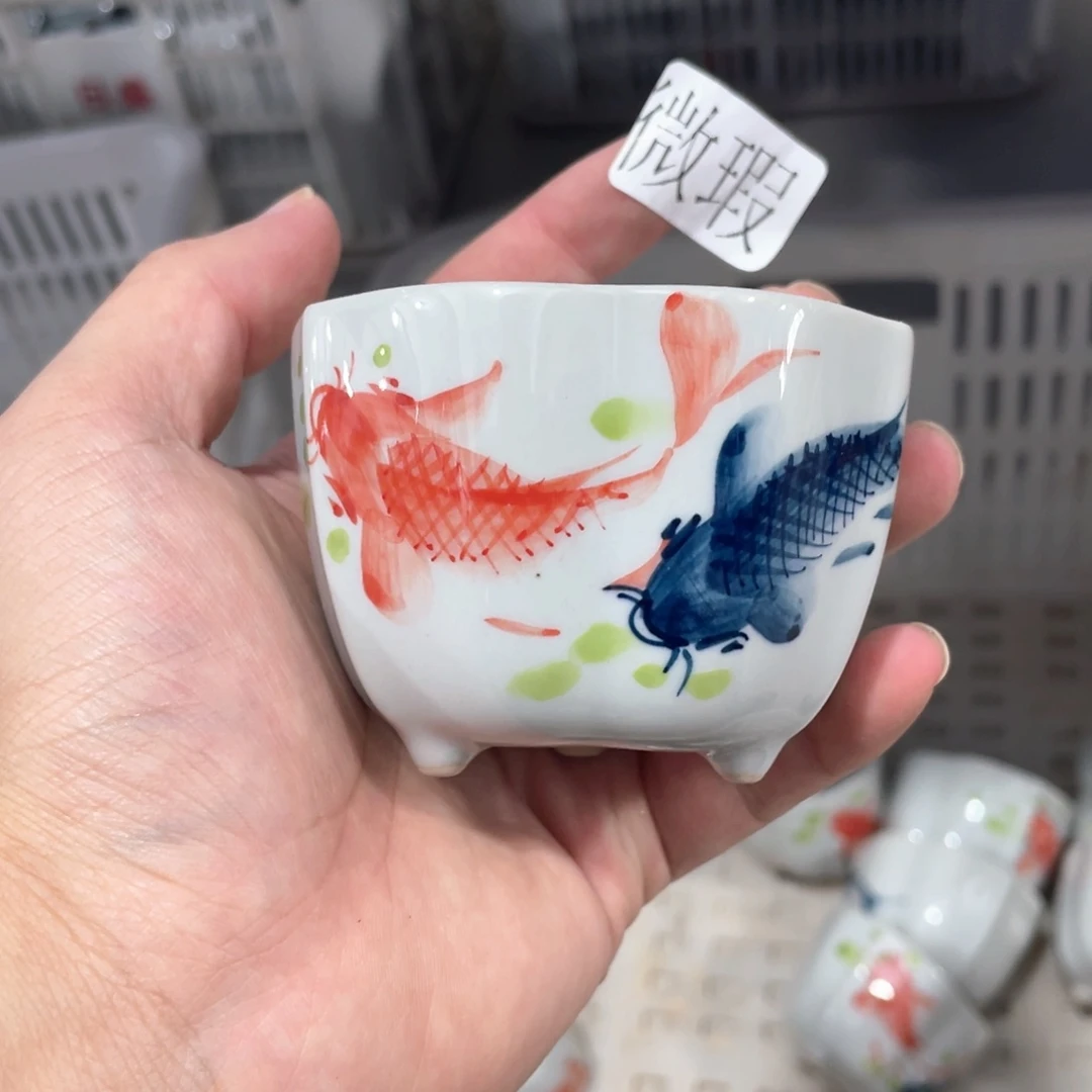 釉下手绘茶具微瑕