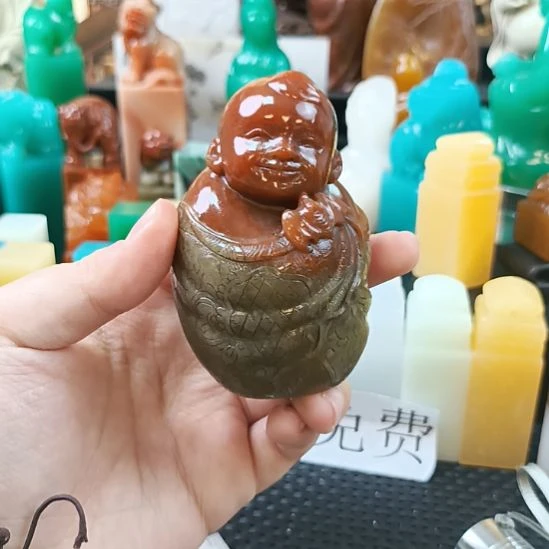 寿山石印石高山童子福娃