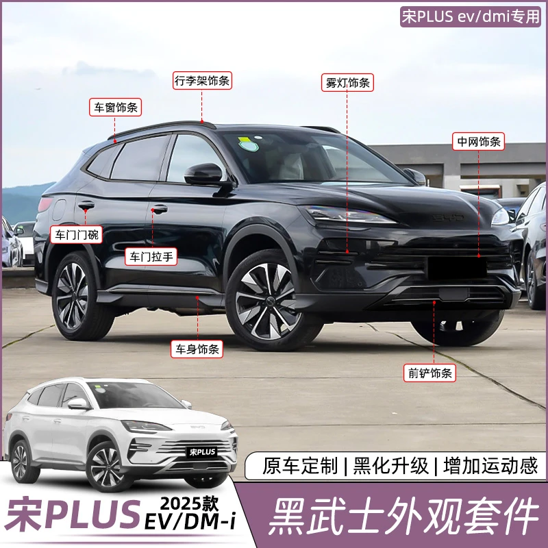 比亚迪宋plusdmi车窗饰条黑武士中网黑化套件改装外装饰配件用品
