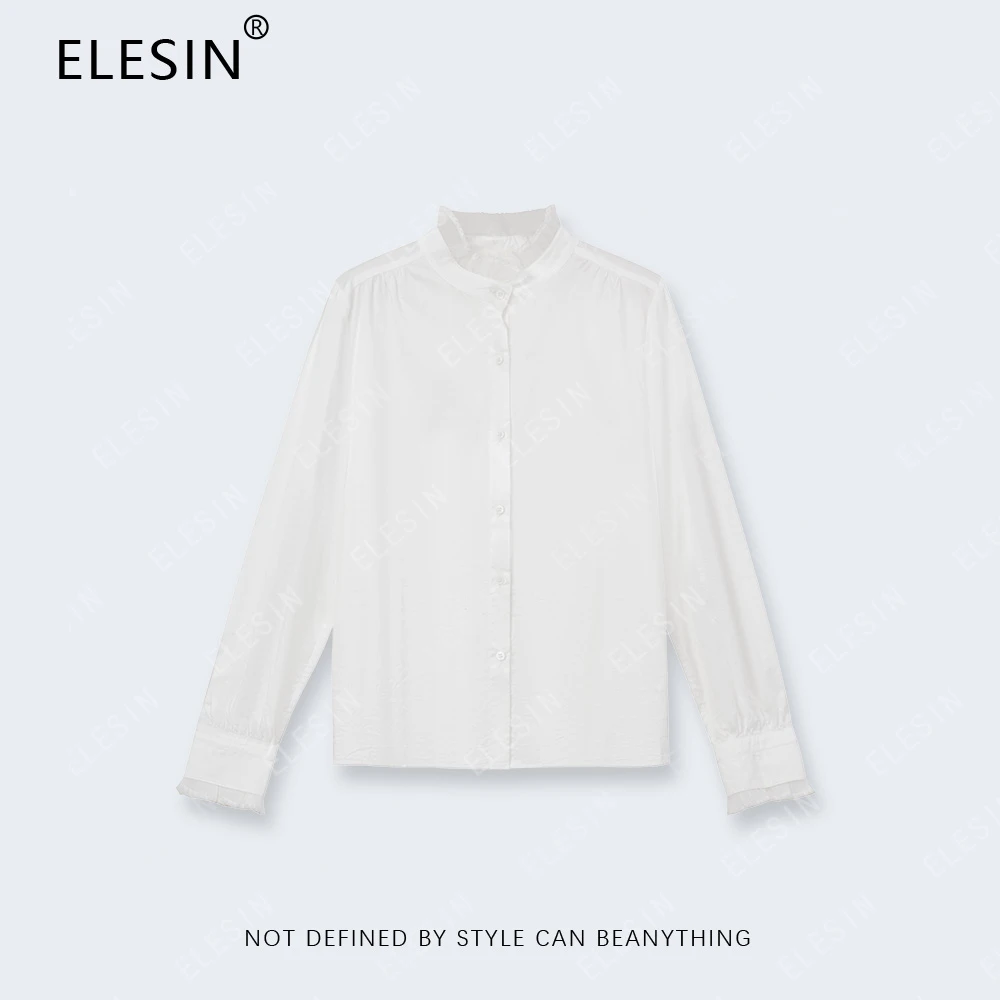 ELESIN【沐月之光】“100棉”法式木耳边设计感长袖衬衫 CS240073