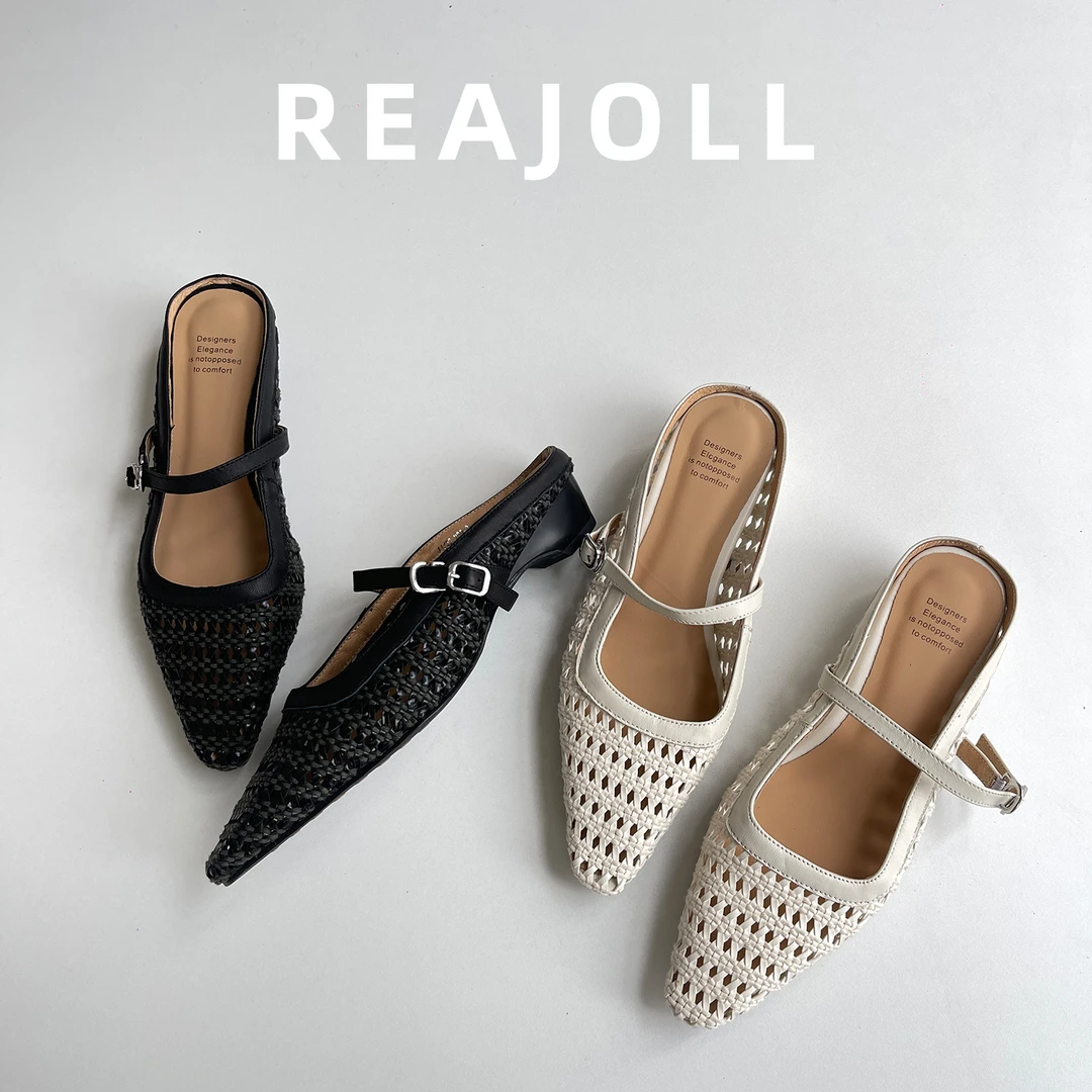 拖鞋女夏外穿2025新款包头编织镂空配裙子高级感法式气质半拖凉拖