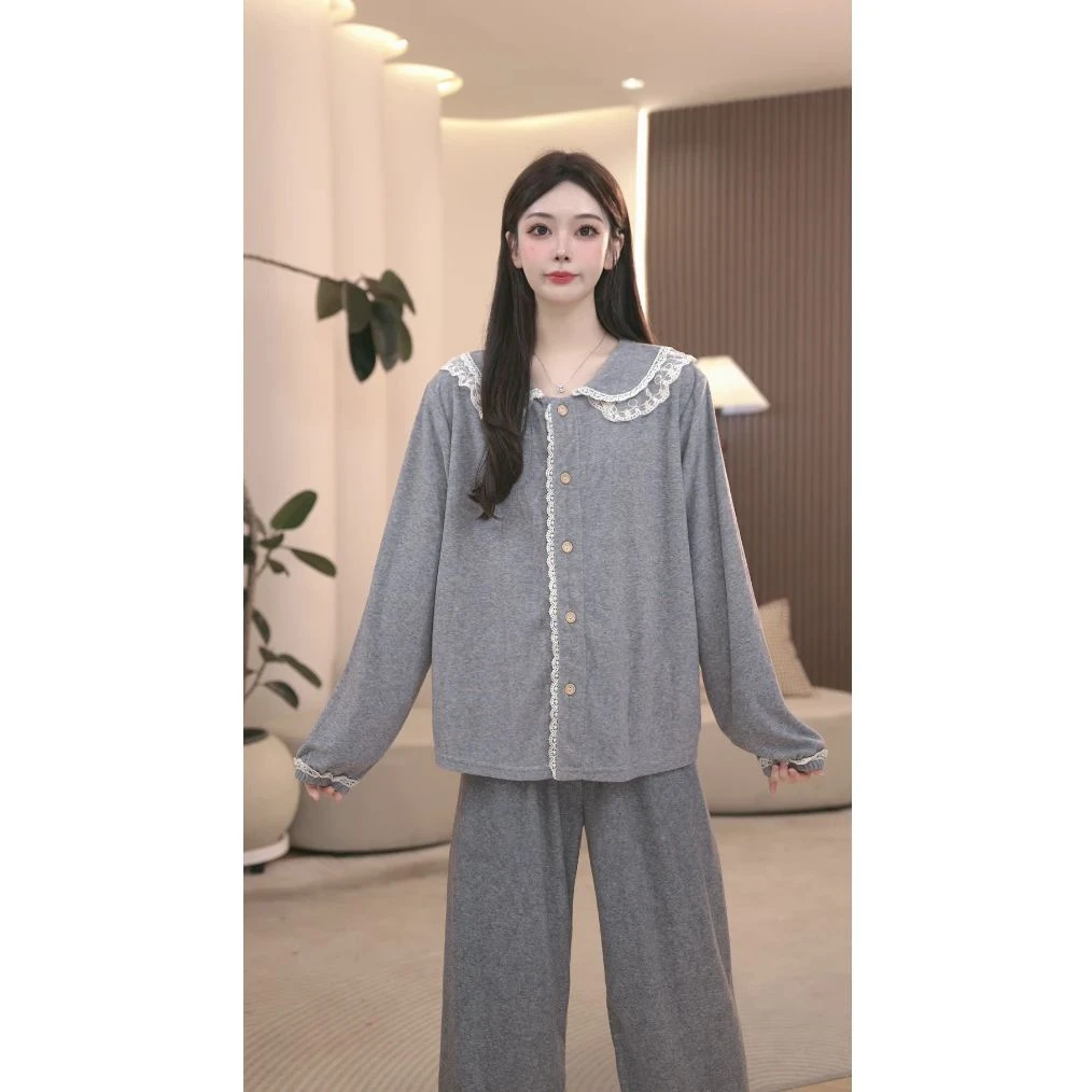 DM【雾灰河畔】高定设计款秋冬款加厚家居服套装女士