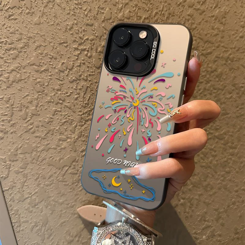 彩色烟花适用苹果15手机壳14plus高级感13/iPhone12全包11pro个性