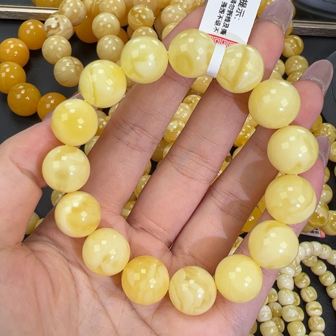 琥珀未镶嵌手链24.3白蜡妖花