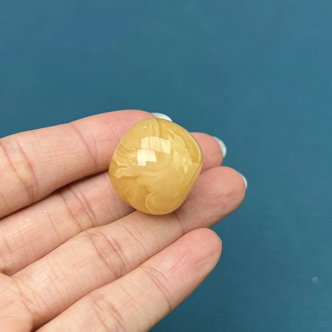 Y4515天然原矿蜜蜡 妖花墩子22.4x19.6mm 6.5克抖音基地质检发货