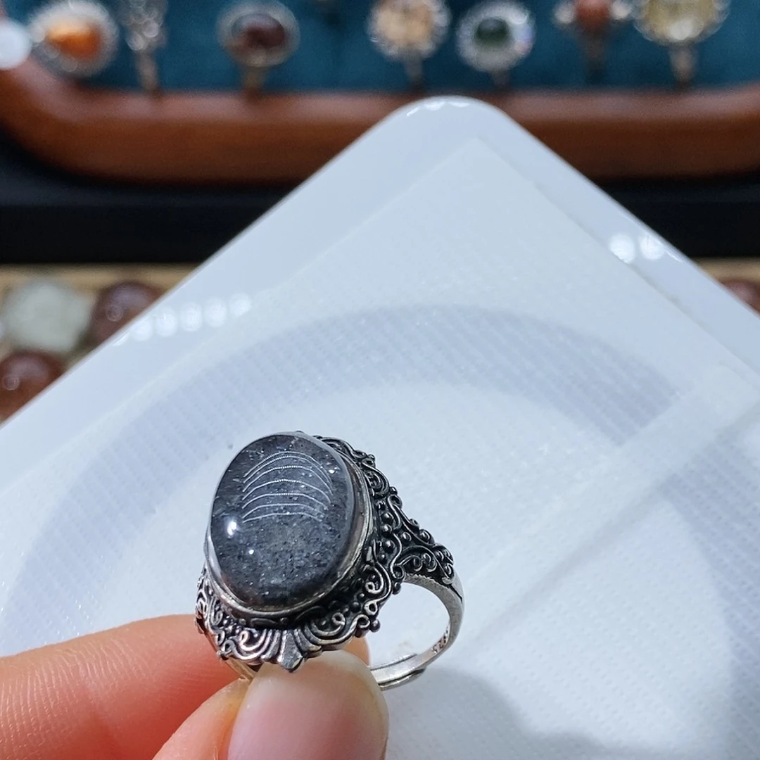 水晶戒指银S925镶嵌萌***玛