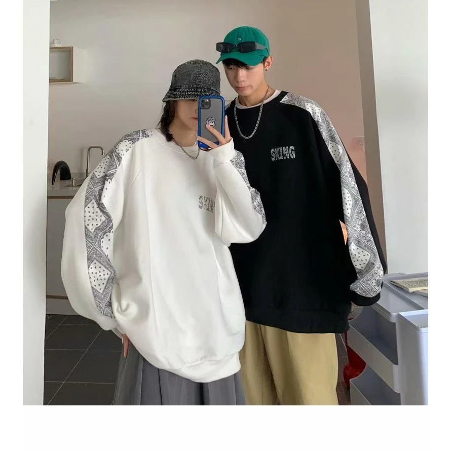 8230春秋季薄款套头圆领卫衣男女ins宽松百搭潮流T恤上衣服