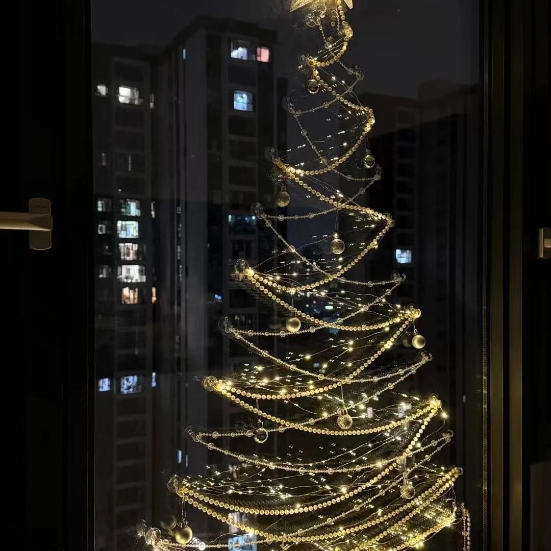 圣诞节客厅落地窗diy 圣诞树挂件道具圣诞节氛围场景布置圣诞树P