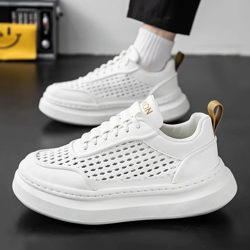 路易圣戈希男士防臭网面鞋男鞋夏季透气薄款运动鞋百搭小白鞋增高