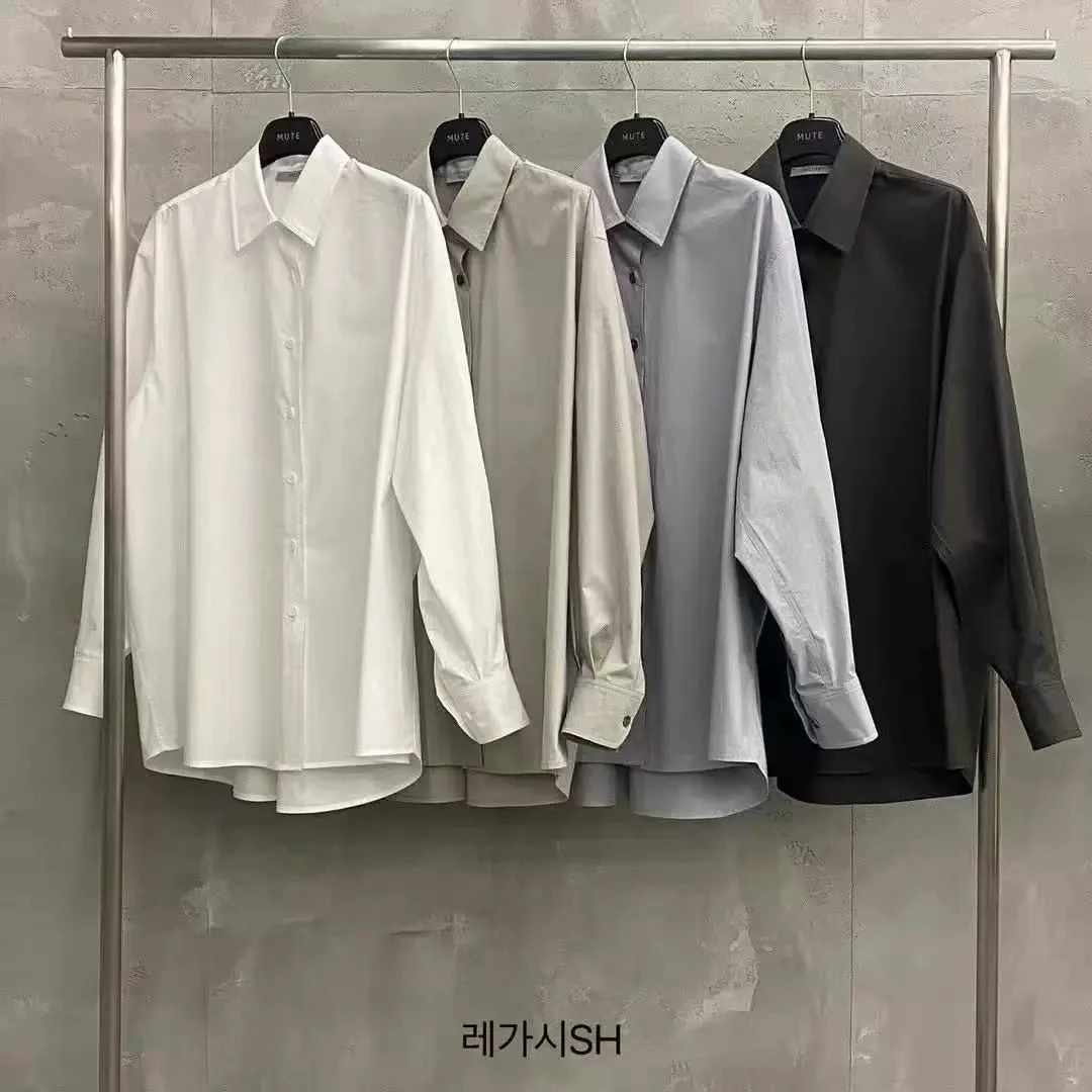 现货！韩国东大门代购MUTE2025春季新款通勤纯色百搭长袖衬衫女